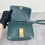 Celine Classic Medium-Size Polished Calfskin Handbag Green 189173DLS.31AN