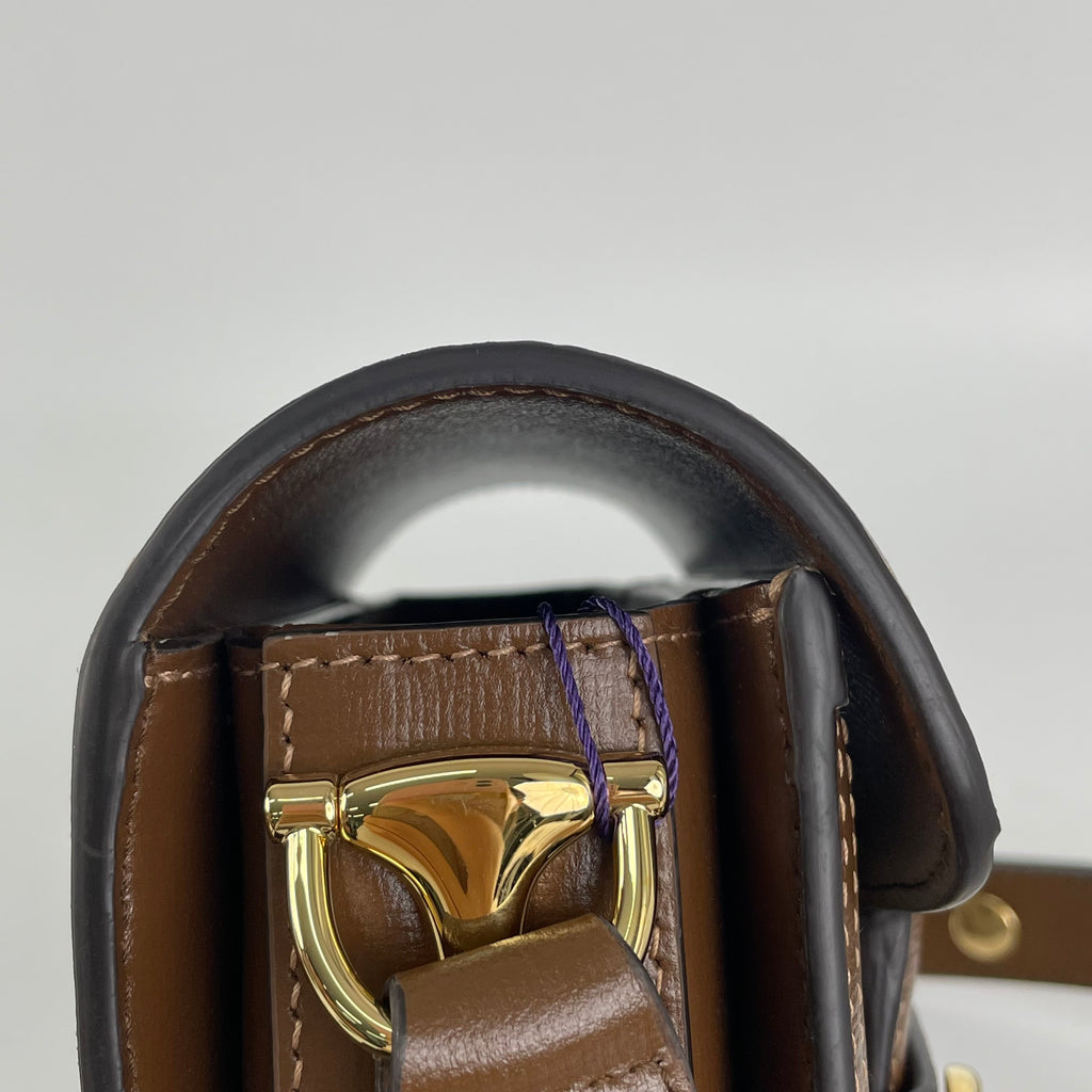 Gucci Canvas Brown Saddle Bag