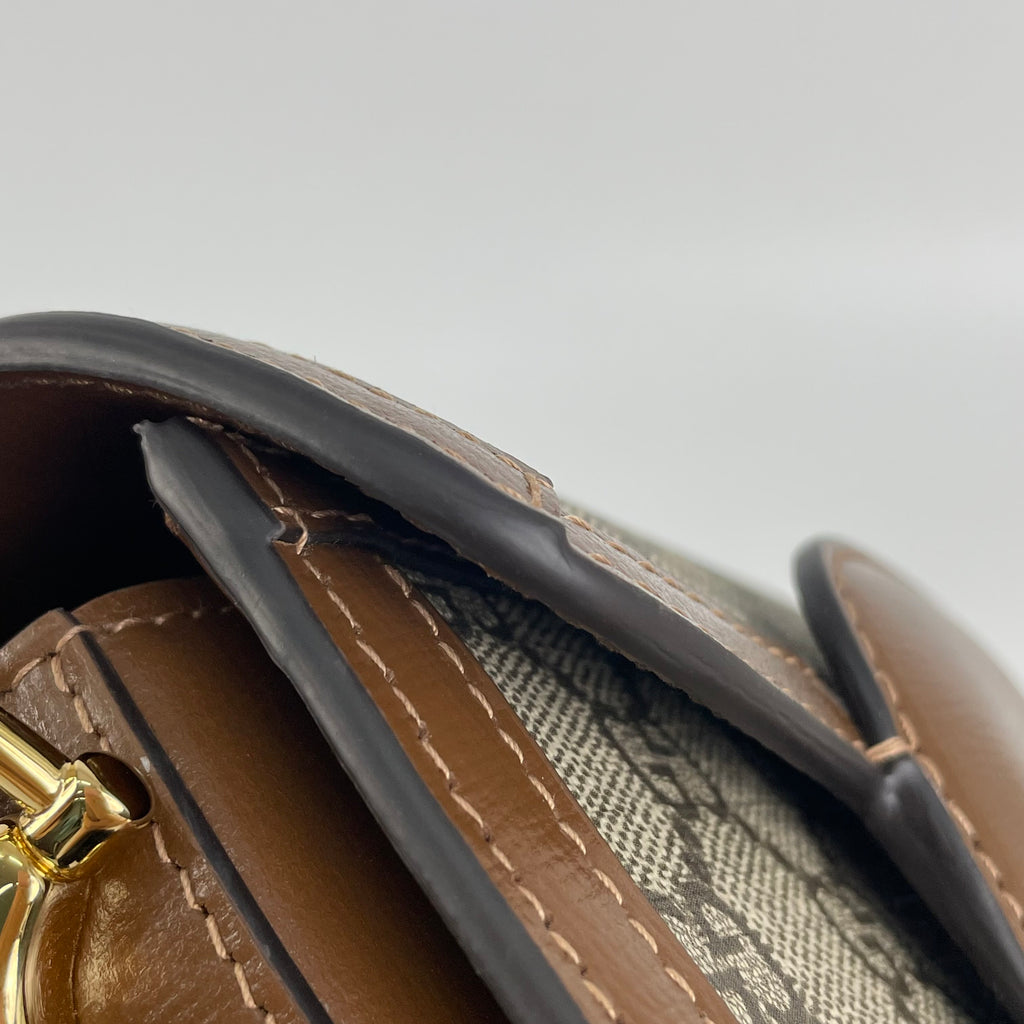 Gucci Canvas Brown Saddle Bag