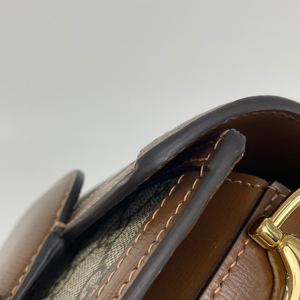 Gucci Canvas Brown Saddle Bag