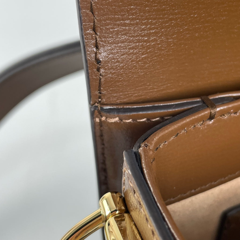Gucci Canvas Brown Saddle Bag
