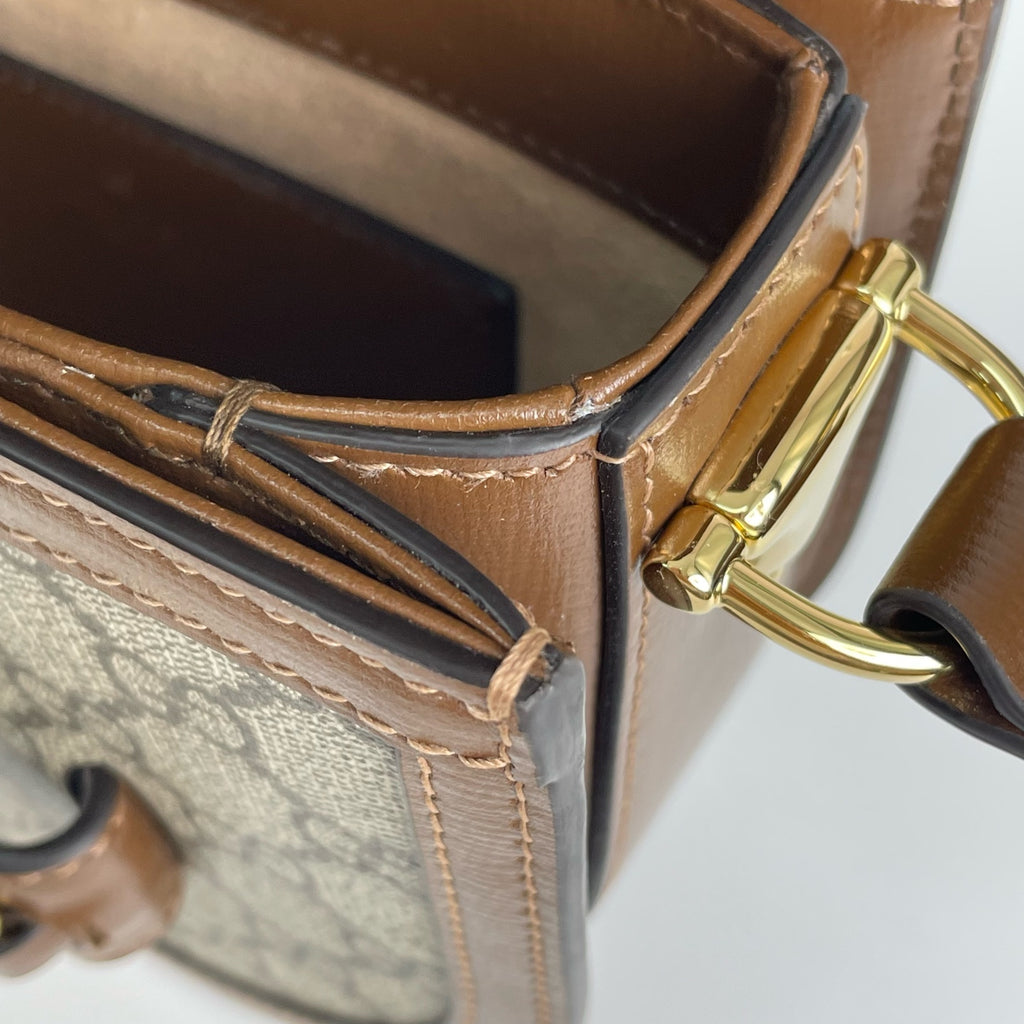 Gucci Canvas Brown Saddle Bag