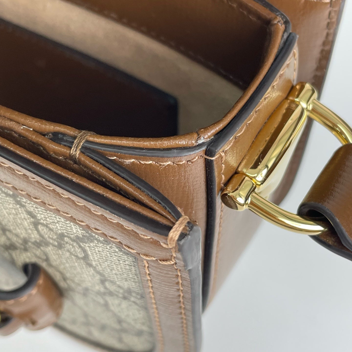 Gucci Canvas Brown Saddle Bag