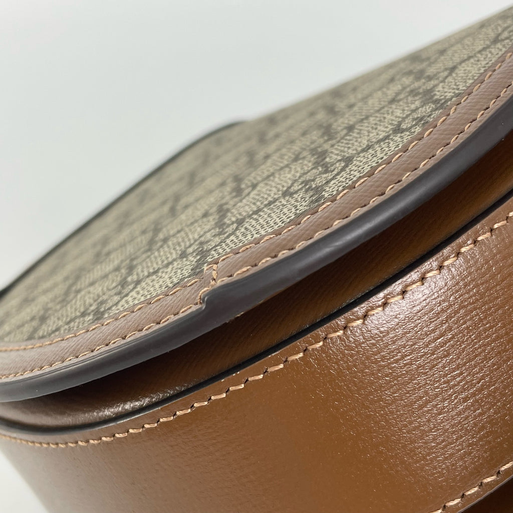Gucci Canvas Brown Saddle Bag