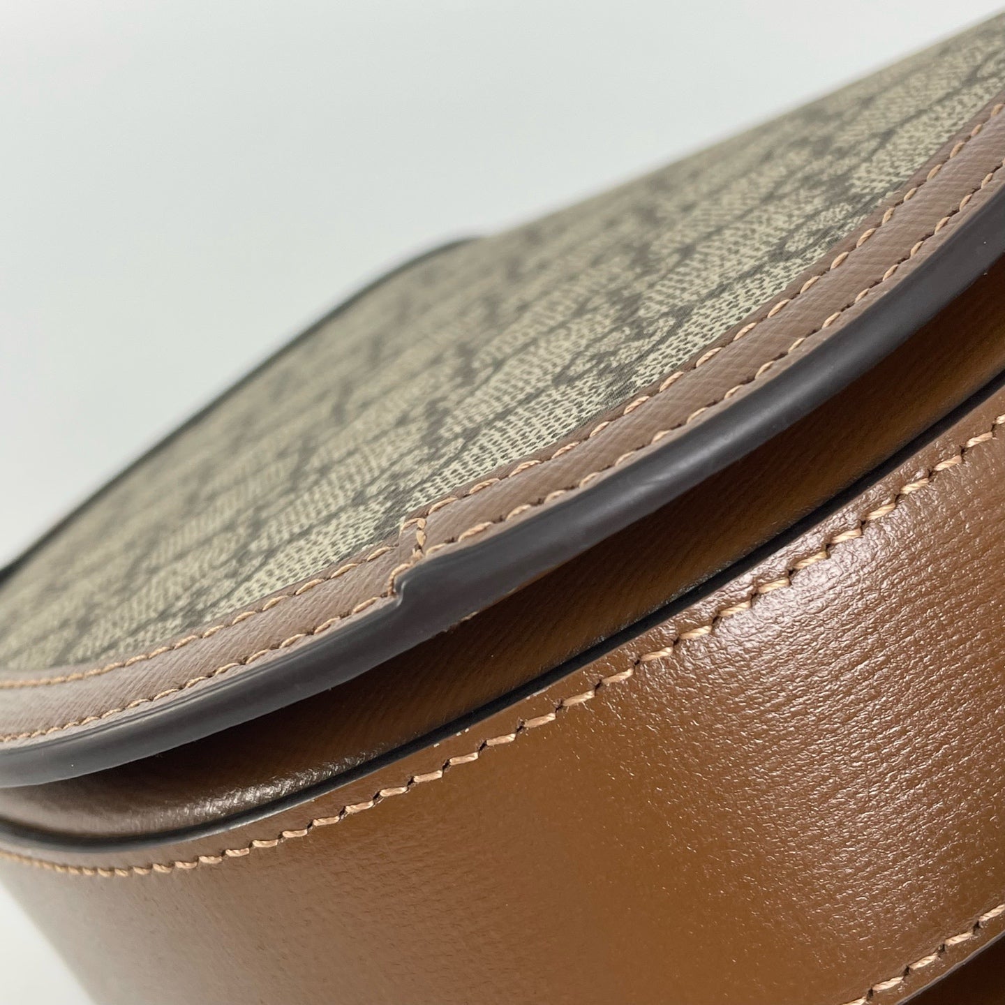 Gucci Canvas Brown Saddle Bag