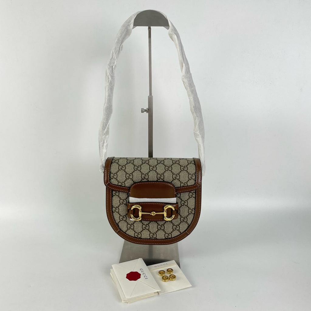Gucci Canvas Brown Saddle Bag
