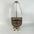 Gucci Canvas Brown Saddle Bag