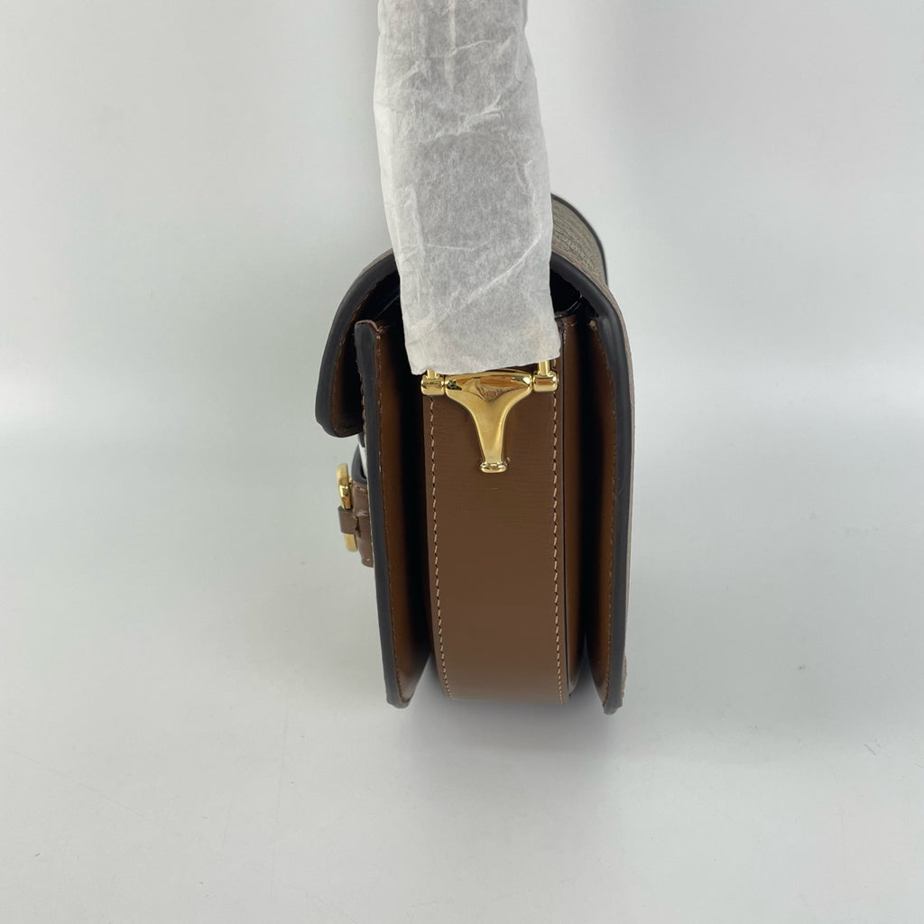 Gucci Canvas Brown Saddle Bag