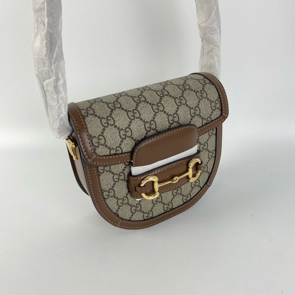 Gucci Canvas Brown Saddle Bag