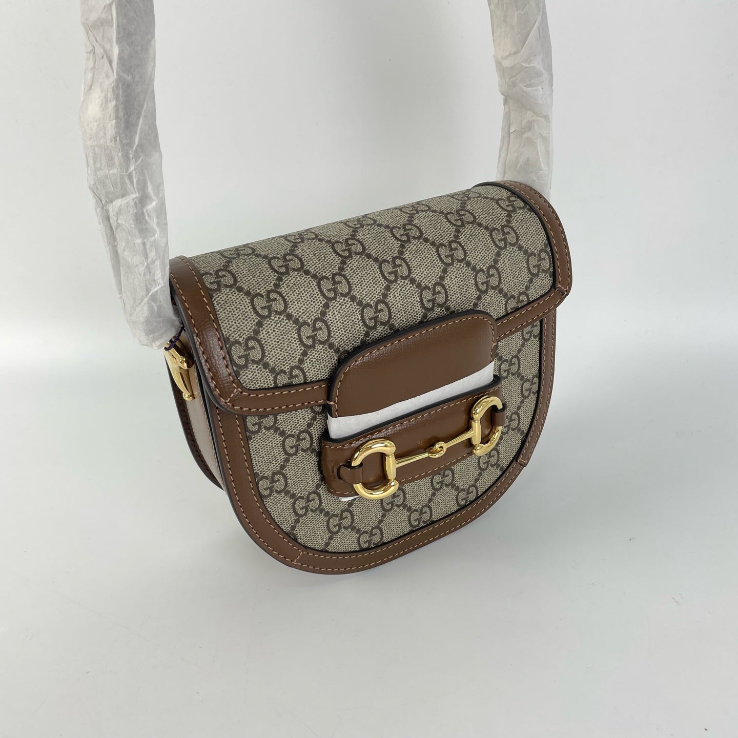 Gucci Canvas Brown Saddle Bag