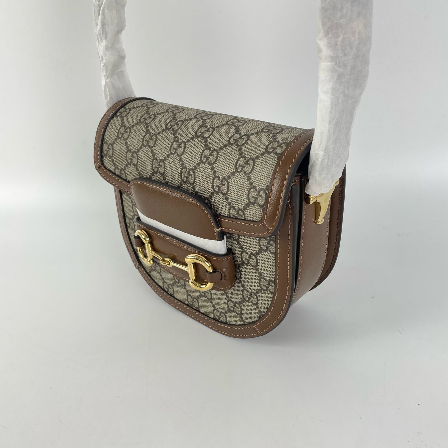 Gucci Canvas Brown Saddle Bag