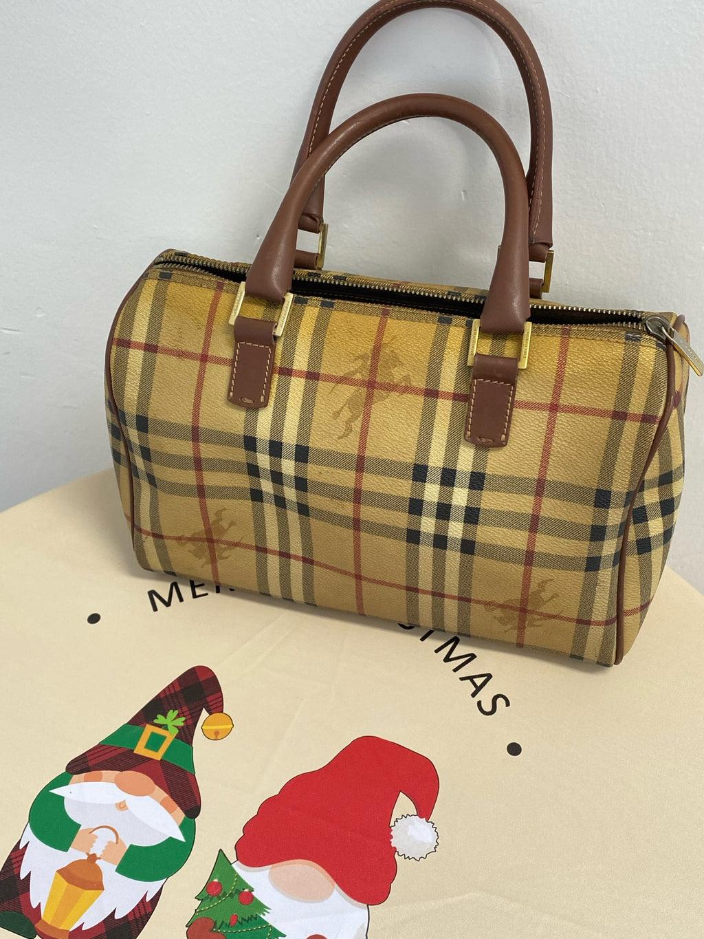 Burberry Medium-sized plaid bowling bag Satchel 80713551