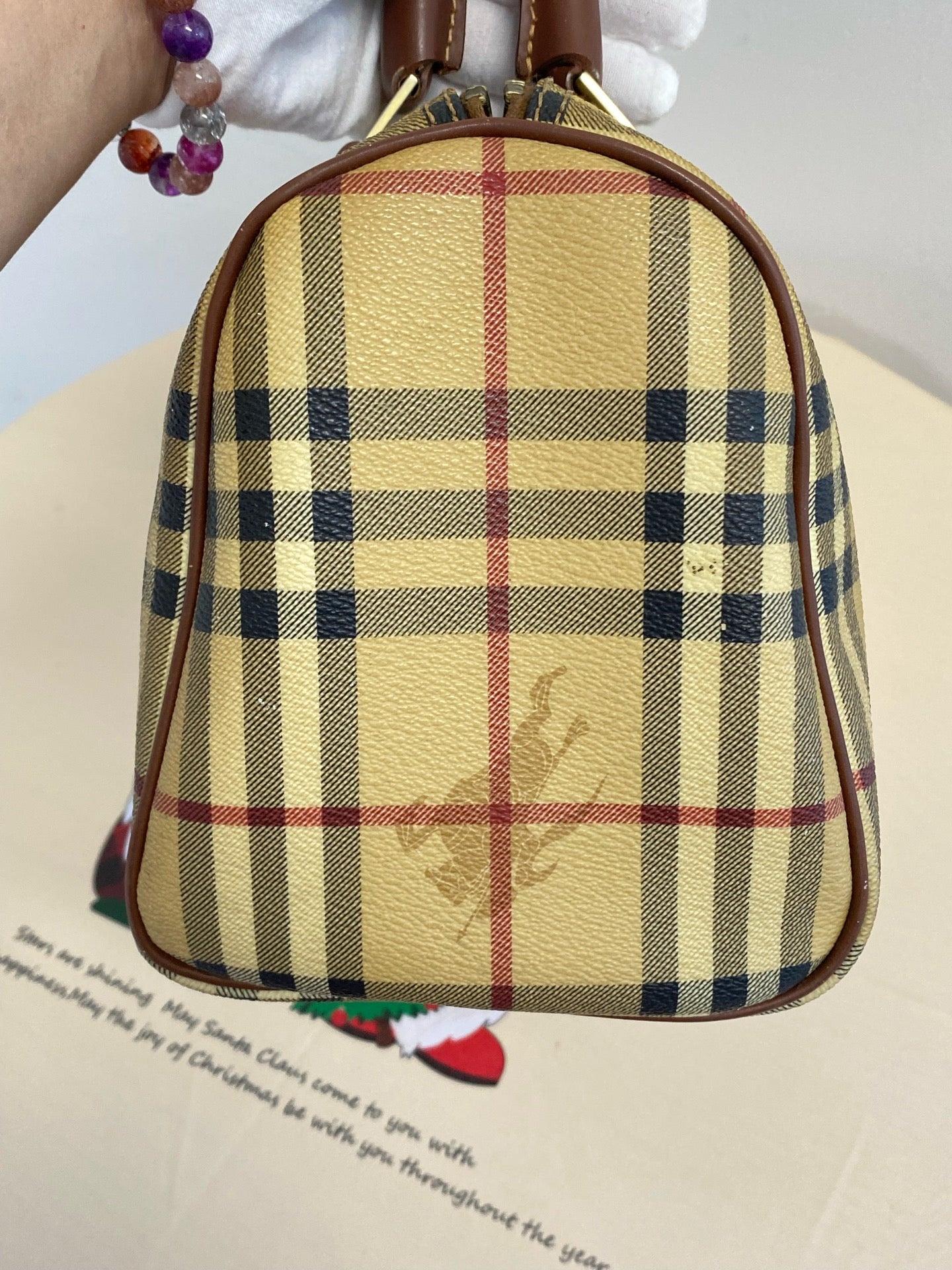 Burberry Medium-sized plaid bowling bag Satchel 80713551