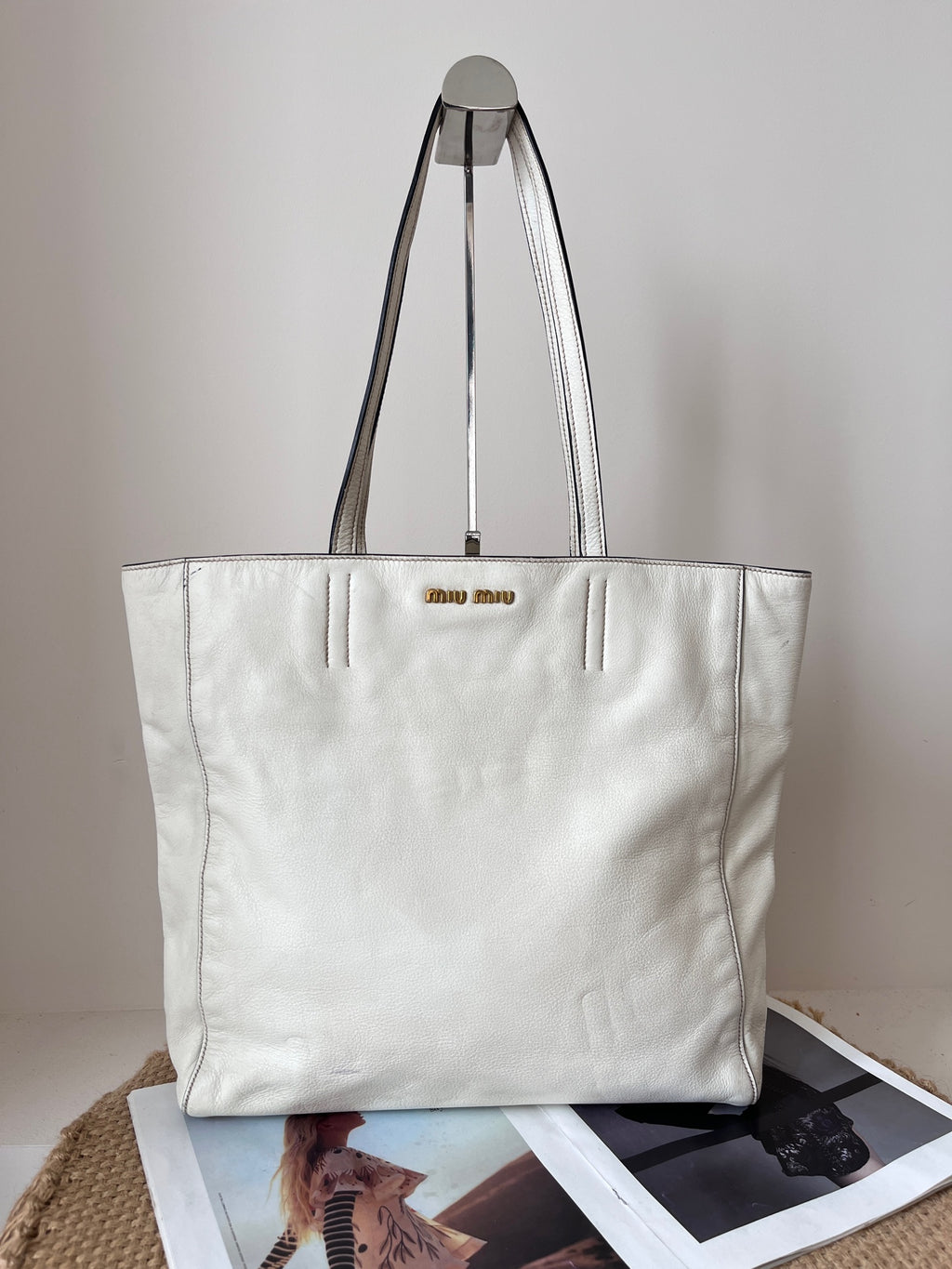 Miu Miu Leather White Tote