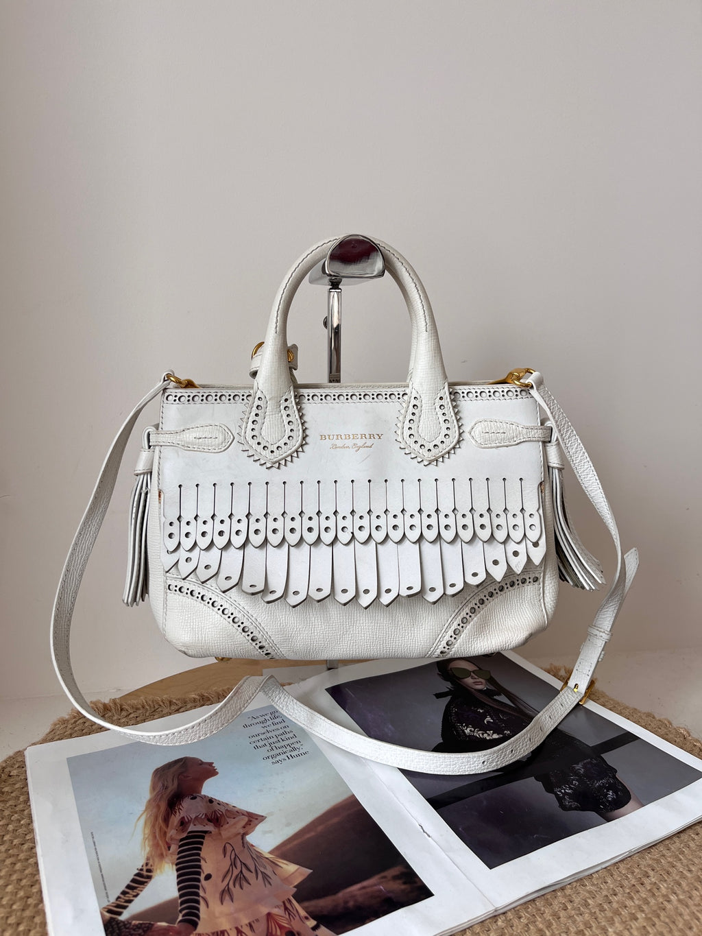 Burberry Leather White Satchel