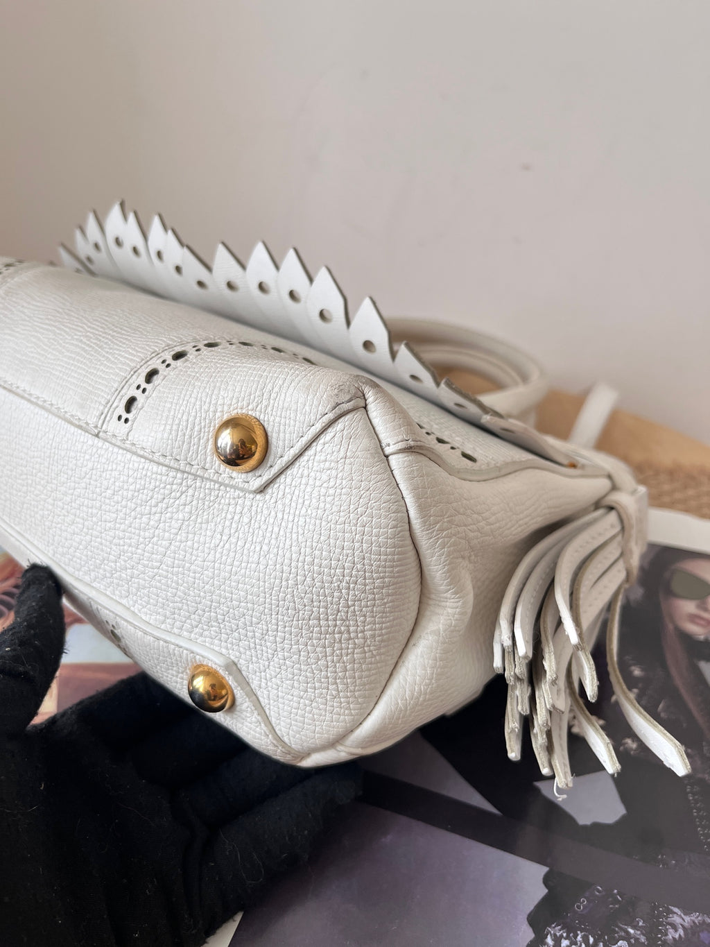 Burberry Leather White Satchel