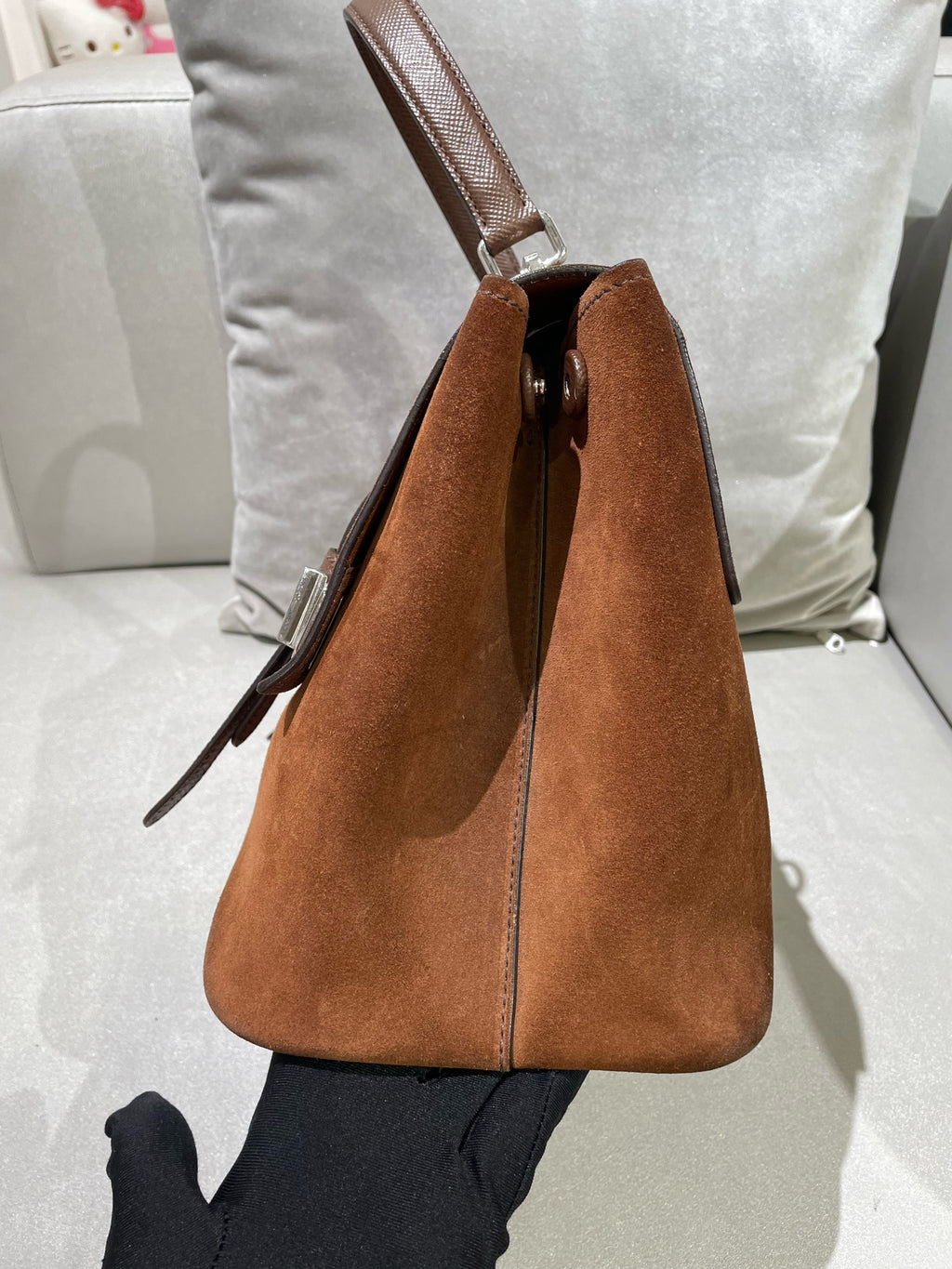 Prada Alcantara Brown Messenger Bag