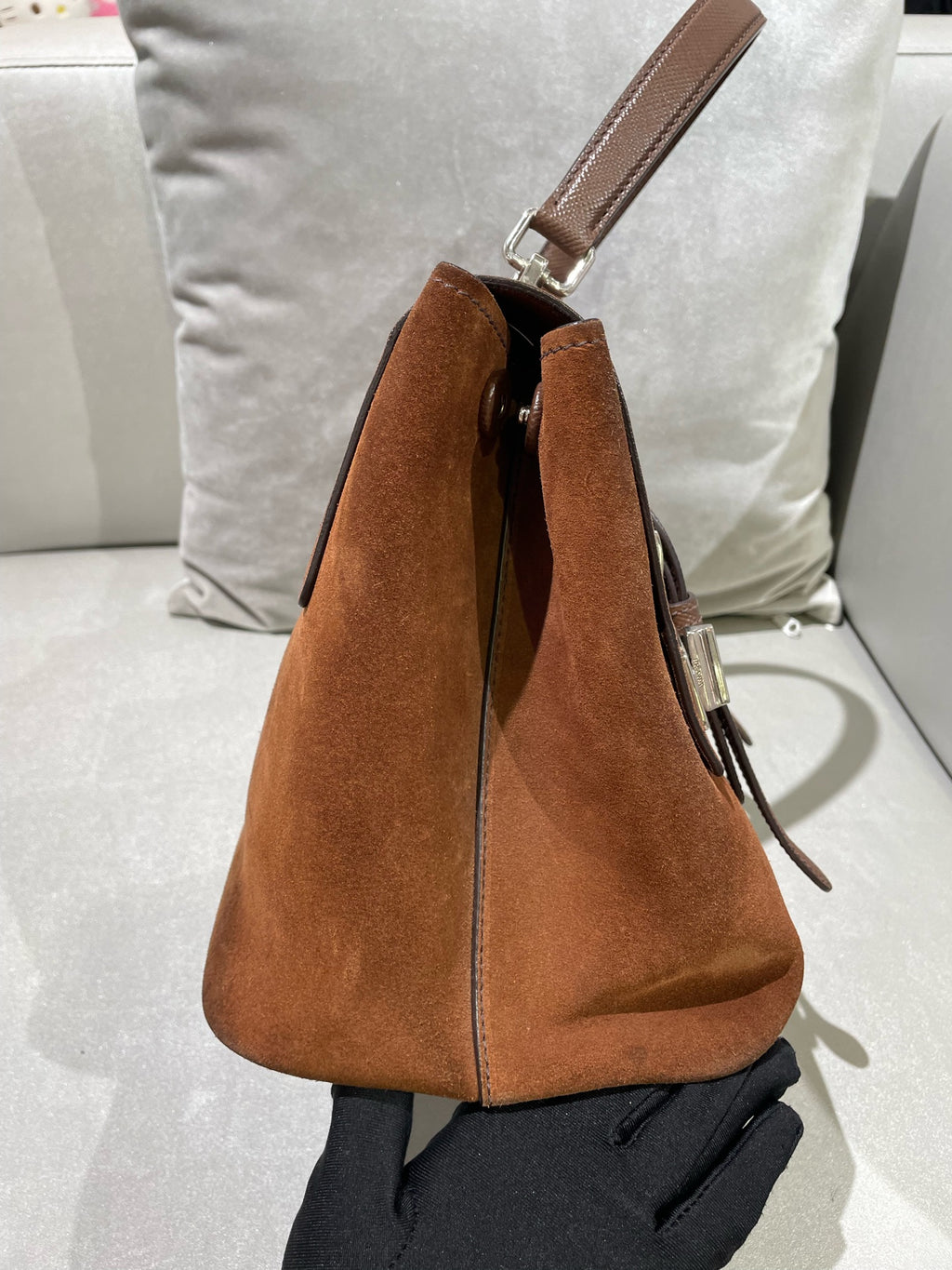 Prada Alcantara Brown Messenger Bag