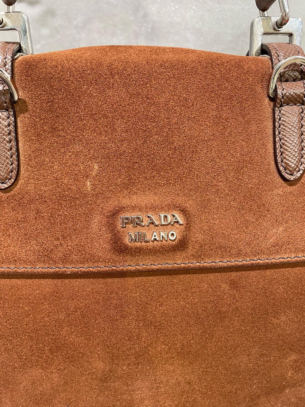 Prada Alcantara Brown Messenger Bag