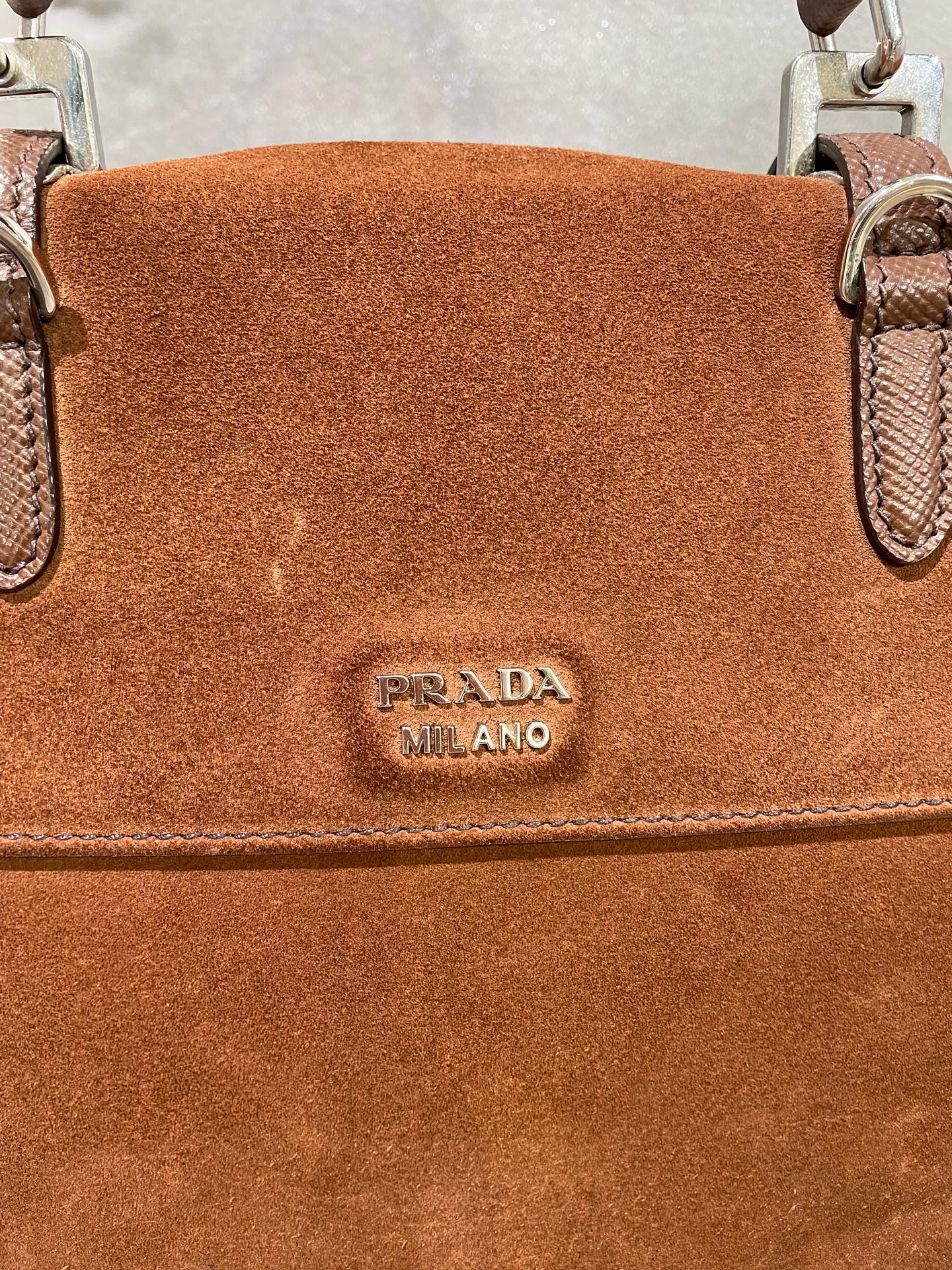 Prada Alcantara Brown Messenger Bag