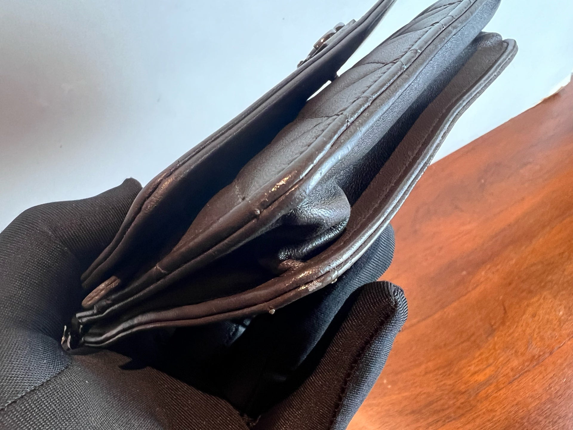 Chanel Boy Chanel chain wallet Gray