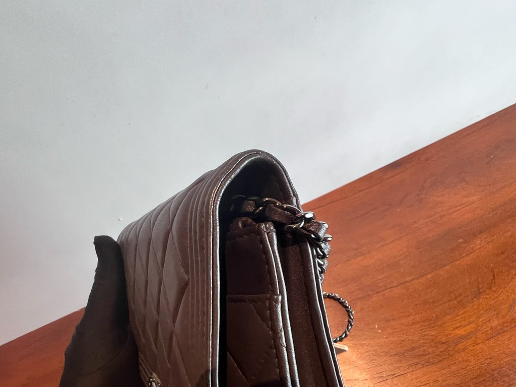 Chanel Boy Chanel chain wallet Gray