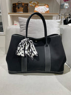 Hermes Garden Party Canvas Black Satchel