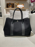 Hermes Garden Party Canvas Black Satchel