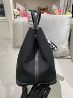 Hermes Garden Party Canvas Black Satchel