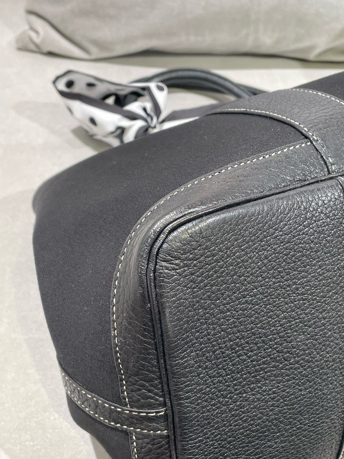 Hermes Garden Party Canvas Black Satchel