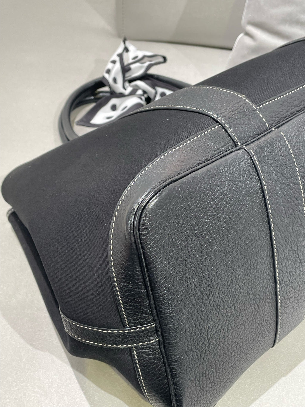 Hermes Garden Party Canvas Black Satchel