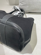 Hermes Garden Party Canvas Black Satchel