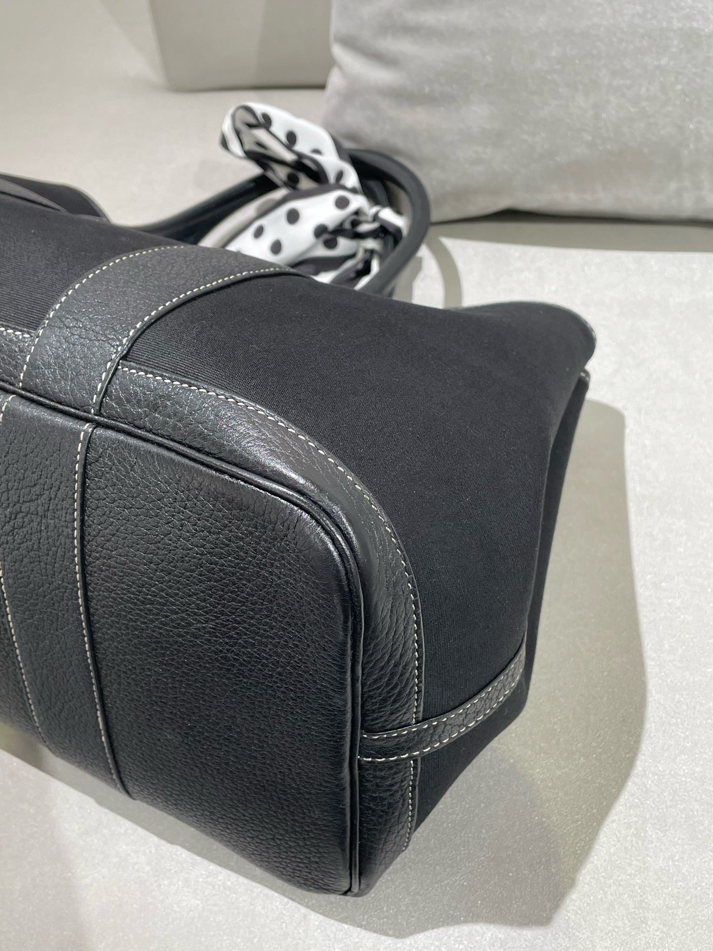Hermes Garden Party Canvas Black Satchel