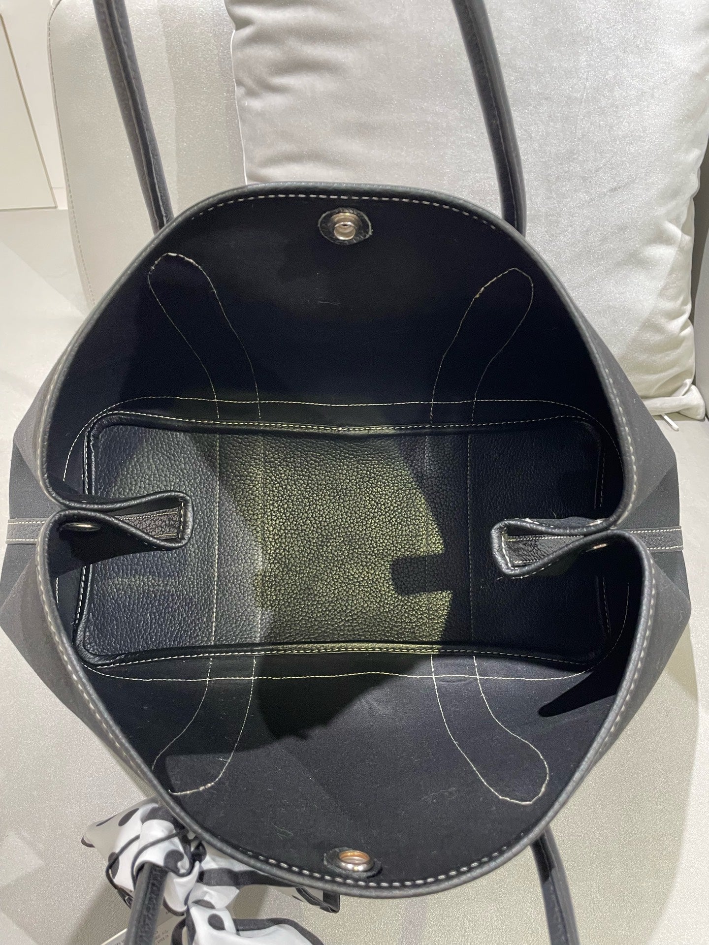 Hermes Garden Party Canvas Black Satchel
