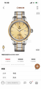 Tudor Fashion Series Gold Automatic (self-winding) watch 28 millimeters m12103-0001