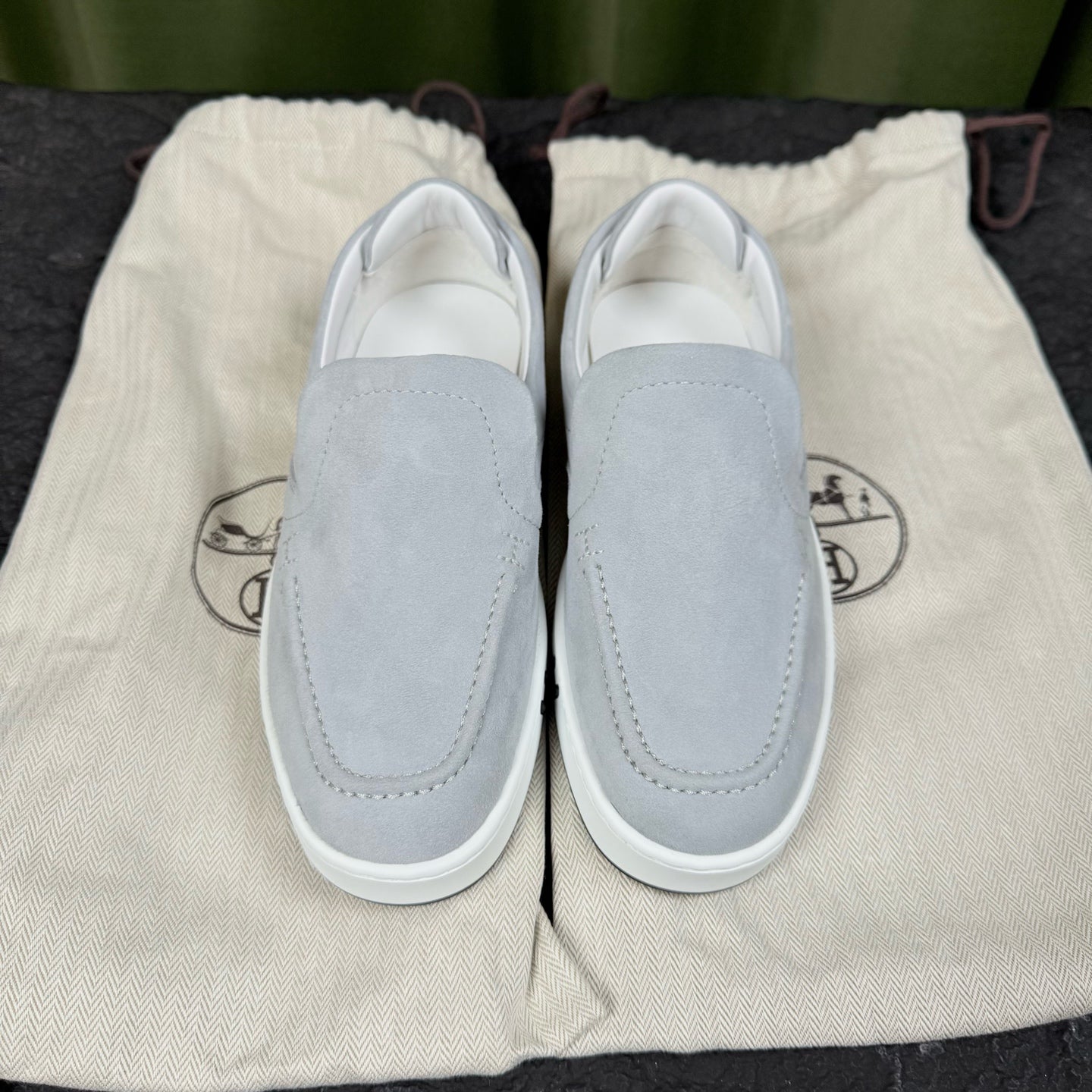 Hermes Alcantara Blue Skate shoes
