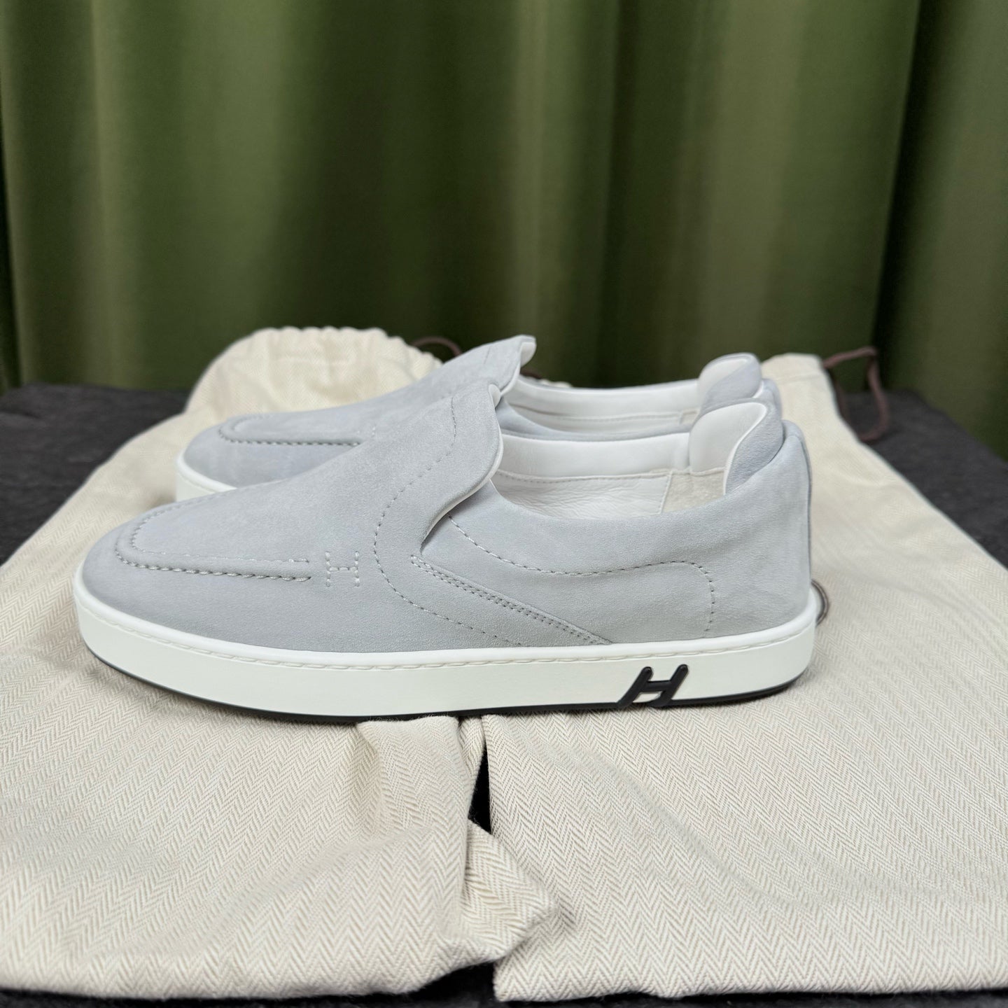 Hermes Alcantara Blue Skate shoes