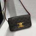 Celine TRIOMPHE logo-printed cowhide shoulder bag Leather Backpack 8 x 5 x 2 inches (20.5 x 11.5 x 4 centimeters) 194142CUZ.04LU