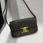 Celine TRIOMPHE logo-printed cowhide shoulder bag Leather Backpack 8 x 5 x 2 inches (20.5 x 11.5 x 4 centimeters) 194142CUZ.04LU