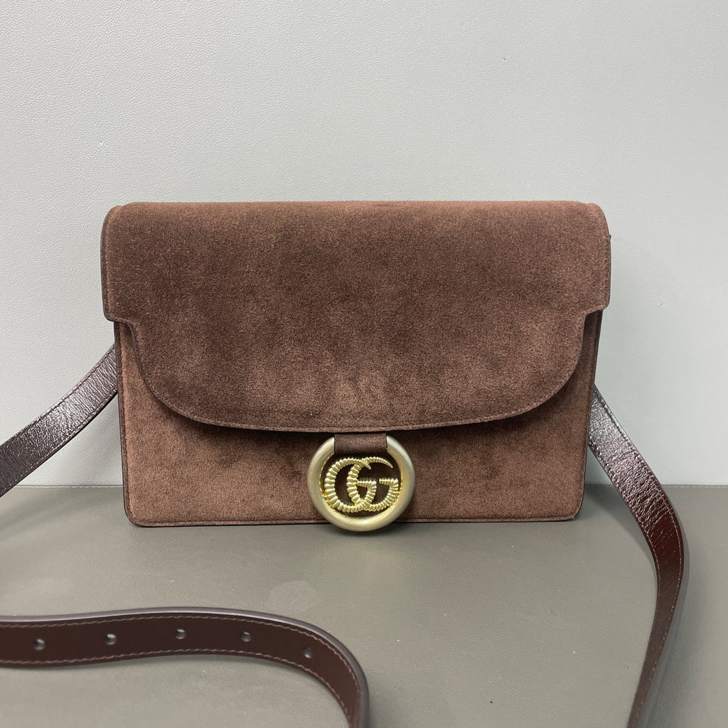Gucci Alcantara Brown Messenger Bag