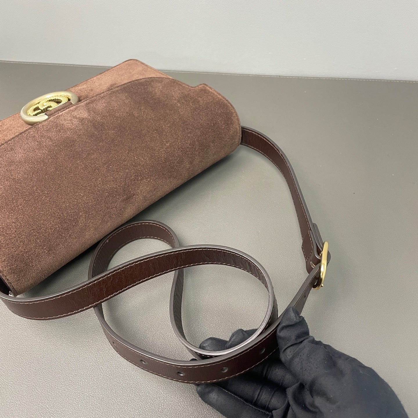 Gucci Alcantara Brown Messenger Bag