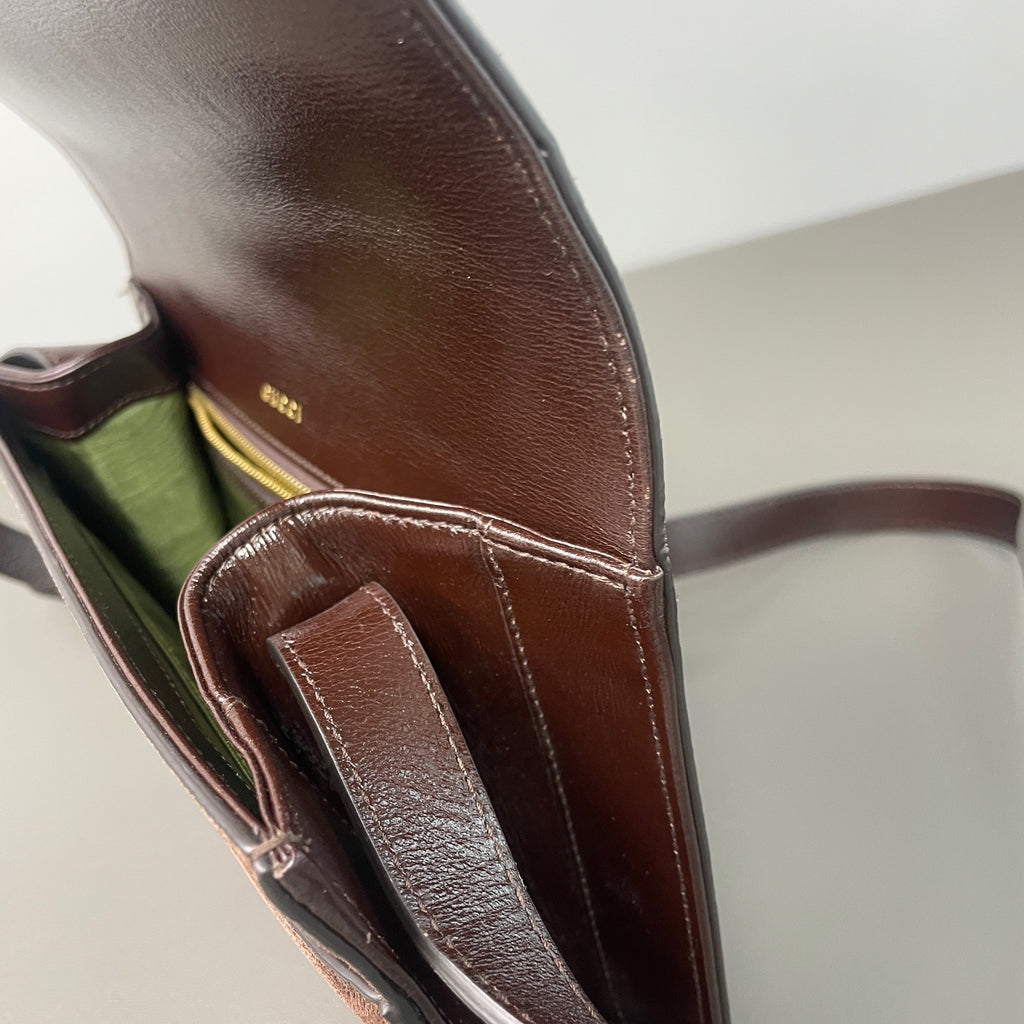 Gucci Alcantara Brown Messenger Bag
