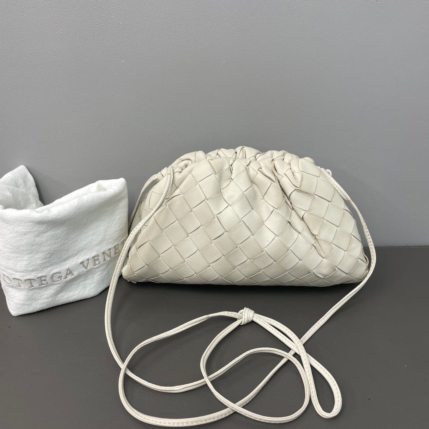 Bottega Veneta White Clutch