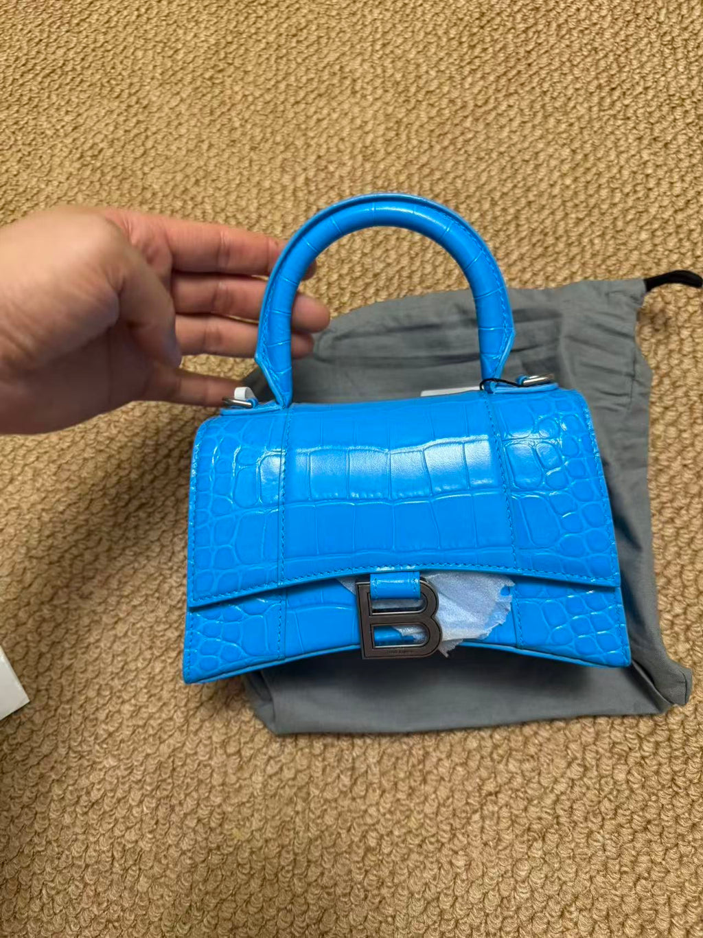 Balenciaga HOURGLASS Blue Crossbody 5928331LR6Y4624