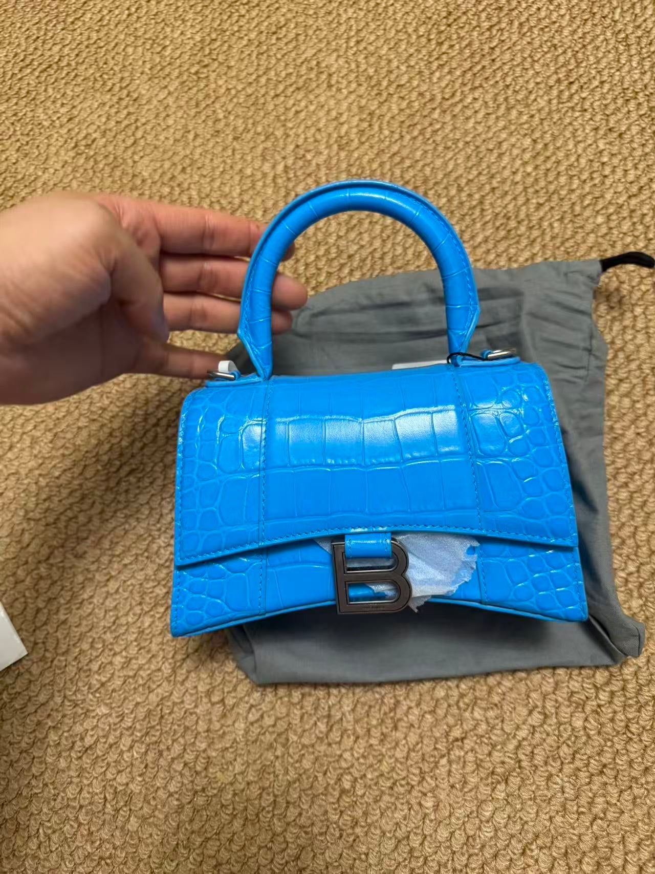 Balenciaga HOURGLASS Blue Crossbody 5928331LR6Y4624