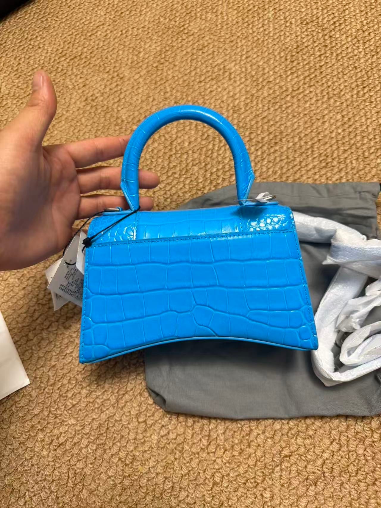 Balenciaga HOURGLASS Blue Crossbody 5928331LR6Y4624