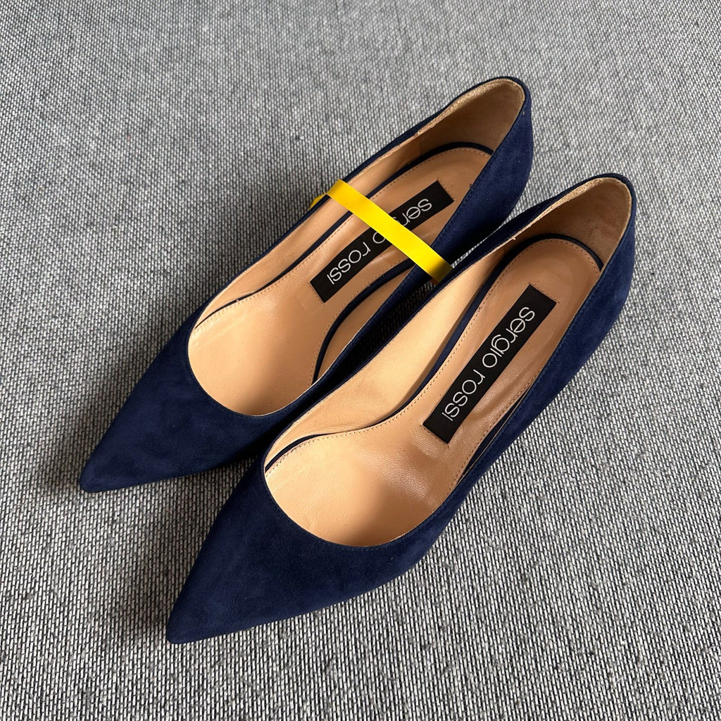 空白 Alcantara Blue High heels