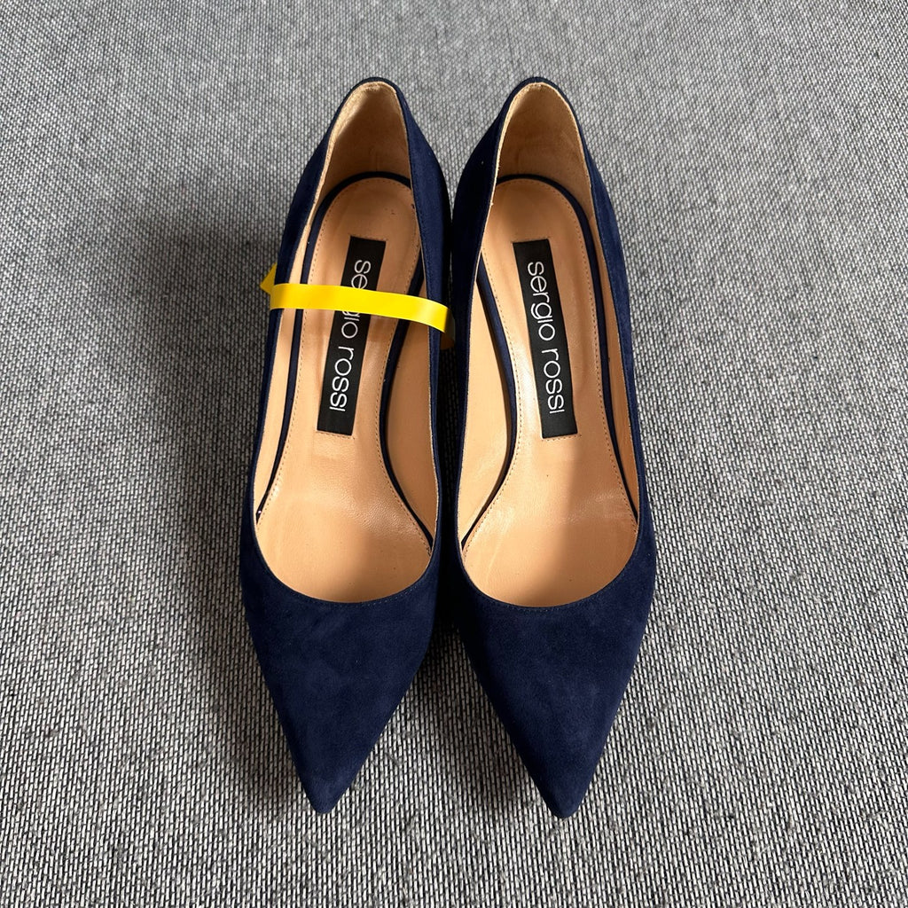 空白 Alcantara Blue High heels