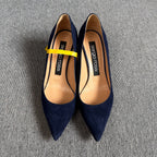 空白 Alcantara Blue High heels