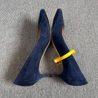 空白 Alcantara Blue High heels